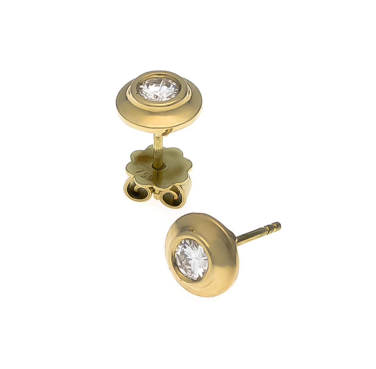 Brillant-Ohrstecker GG 750/000 mit je einem Brillanten, zus. 0,50 ct TW/VS, D. 8 mm, 2,6g, eine