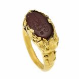 Edelstein-Ring Gold altrömisch mit Edelstein graviert, 14 x 9 mm, RG 54, 8,5 gGemstone ring gold old