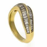 Brillant-Ring GG 750/000 mit Diamant-Baguettes, zus. 1,0 ct W/SI, RG 50, 5,2 gBrillant ring GG 750/