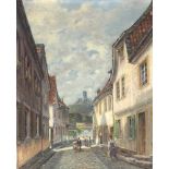 Theodor Josef Hubert Hoffbauer (1839-1922), Gasse in Königswinter mit Blick auf dieGodesburg in