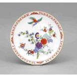 Wandteller, Meissen, 20. Jh., 1. W., glatte Form, polychrome Kakiemon-Malerei mit Blumenund