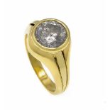 Brillant-Ring GG 750/000 mit einem Brillanten 3,0 ct l.get. Weiß J / PI, 8,6 x 8,6 x 5,3mm, RG 53,