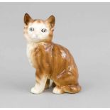 Sitzende Katze, Melba Ware England, 20. Jh., Keramik, braun staffiert, H. 20 cmA seated cat, Melba