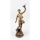 L. Guillemin, frz. Bildhauer des Art Nouveau, allegorische Figur eines Jünglings,goldfarben