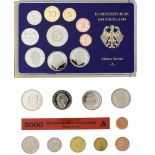 DM-Kursmünzen-Sätze Jahresausgaben Bundesrepublik je 38 stempelglanz und polierte Platte1985 D,F,G,J