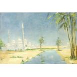 Sig. Ressel, Orientalist 1. H. 20. Jh., Moschee in einer Wüstenlandschaft, Öl auf Lwd., u.re.