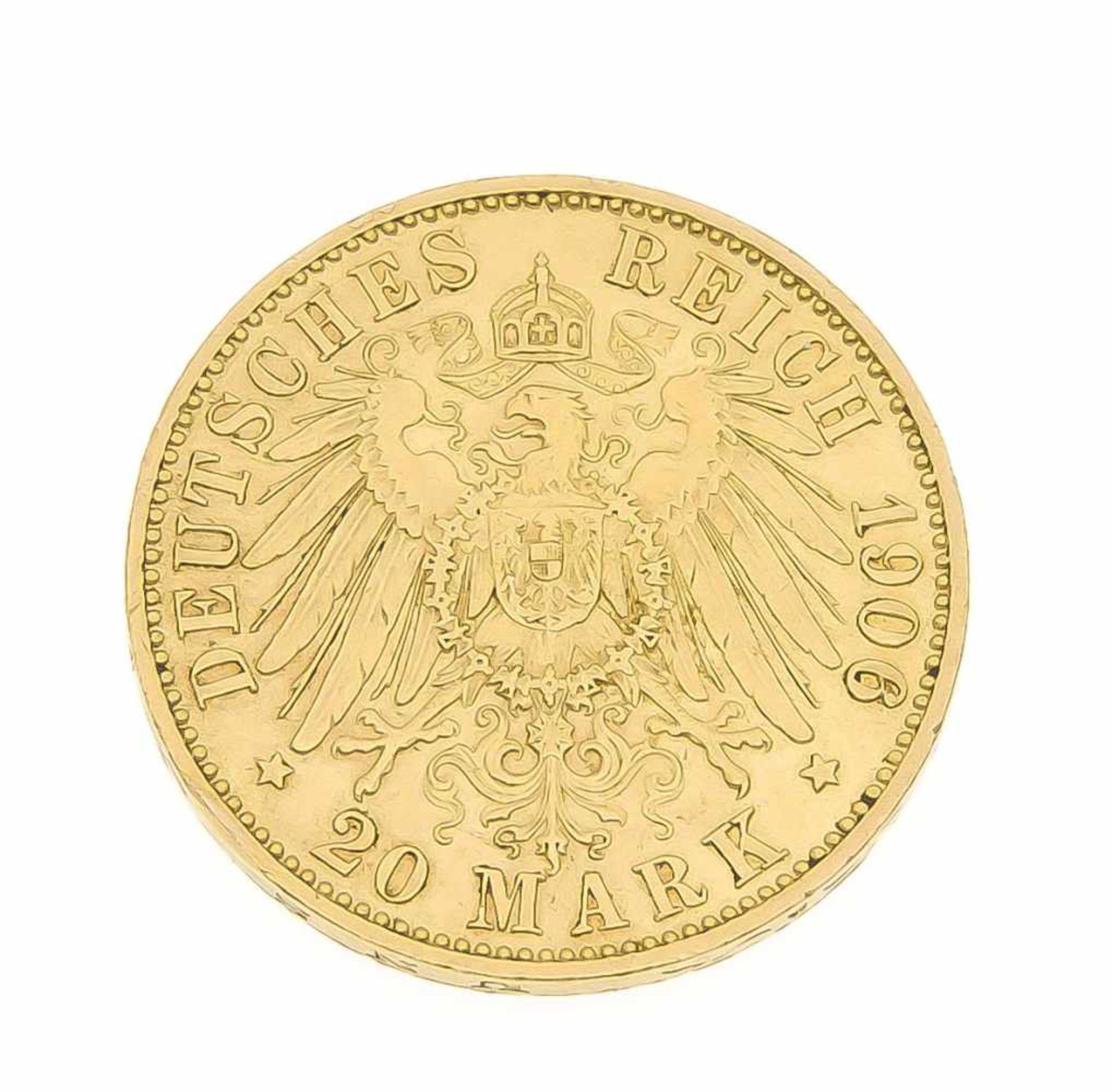 Goldmünze GG 900/000 20 Mark Preussen 1906 A, D. 22 mm, 7,95 g - Image 2 of 2