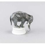 Elefant auf Podest, Rosenthal, Selb, Marke 1920er Jahre, Entwurf Fritz Diller (1875 -1945 München)