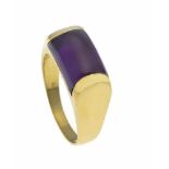 Amethyst-Ring GG 750/000 mit einem feinen Amethyst-Cabochon 13,5 x 9 mm, RG 59, 12,4 gAmethyst