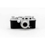 Leica Typ IIF mit Leitz Elmar 1:3,5 Serien-Nr.: 652075. Rote Kontaktzahlen, Funktion nichtgeprüft