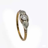 Altschliff-Diamant-Ring GG/WG 585/000 mit einem Altschliff-Diamanten 0,10 ct W/SI, RG 51,1,6 gOld