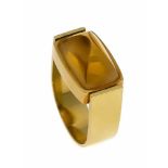 Citrin-Ring GG 585/000 Goldschmiedeanfertigung mit einem feinen Citrin-Cabochon 11,45 ct,15 x 11 mm,