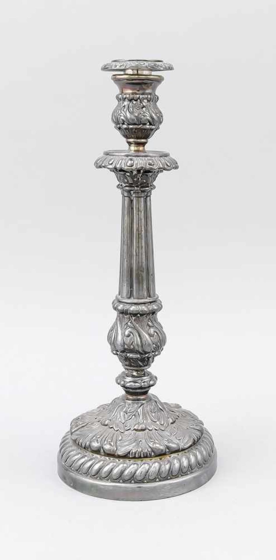 Leuchter, Frankreich, Anf. 20. Jh., MZ: Favier, Silber 950/000, runder gewölbter Stand,Säulenschaft,