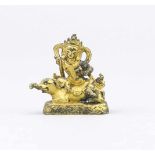 Kleine vergoldete Bronzefigur der Guanyin auf einem Elefanten sitzend, wohl Tibet, 19.Jh.,