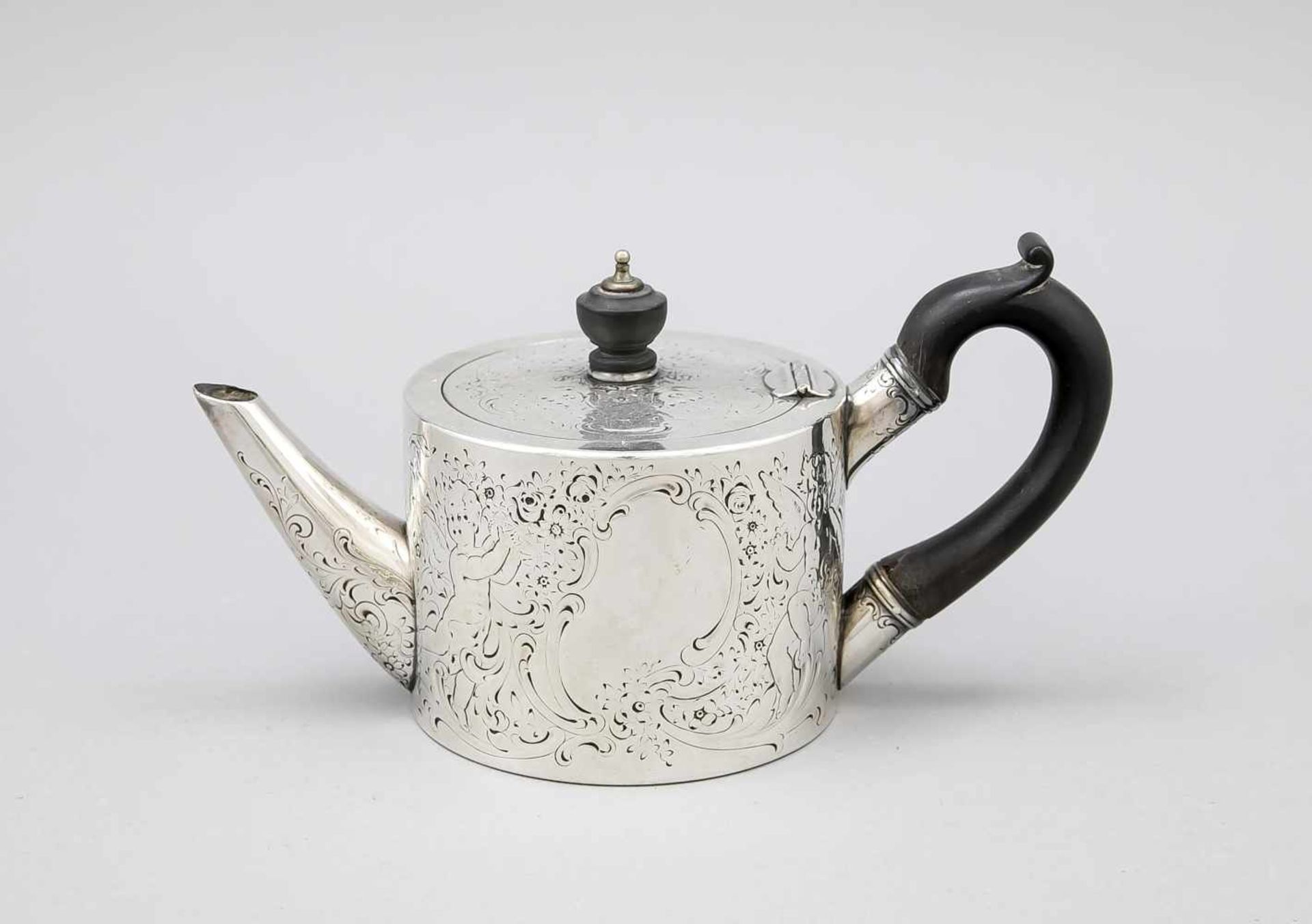 Teekanne, USA, 1. H. 20. Jh, MZ: Tiffany & Co., New York, Sterlingsilber 925/000,zylindrischer