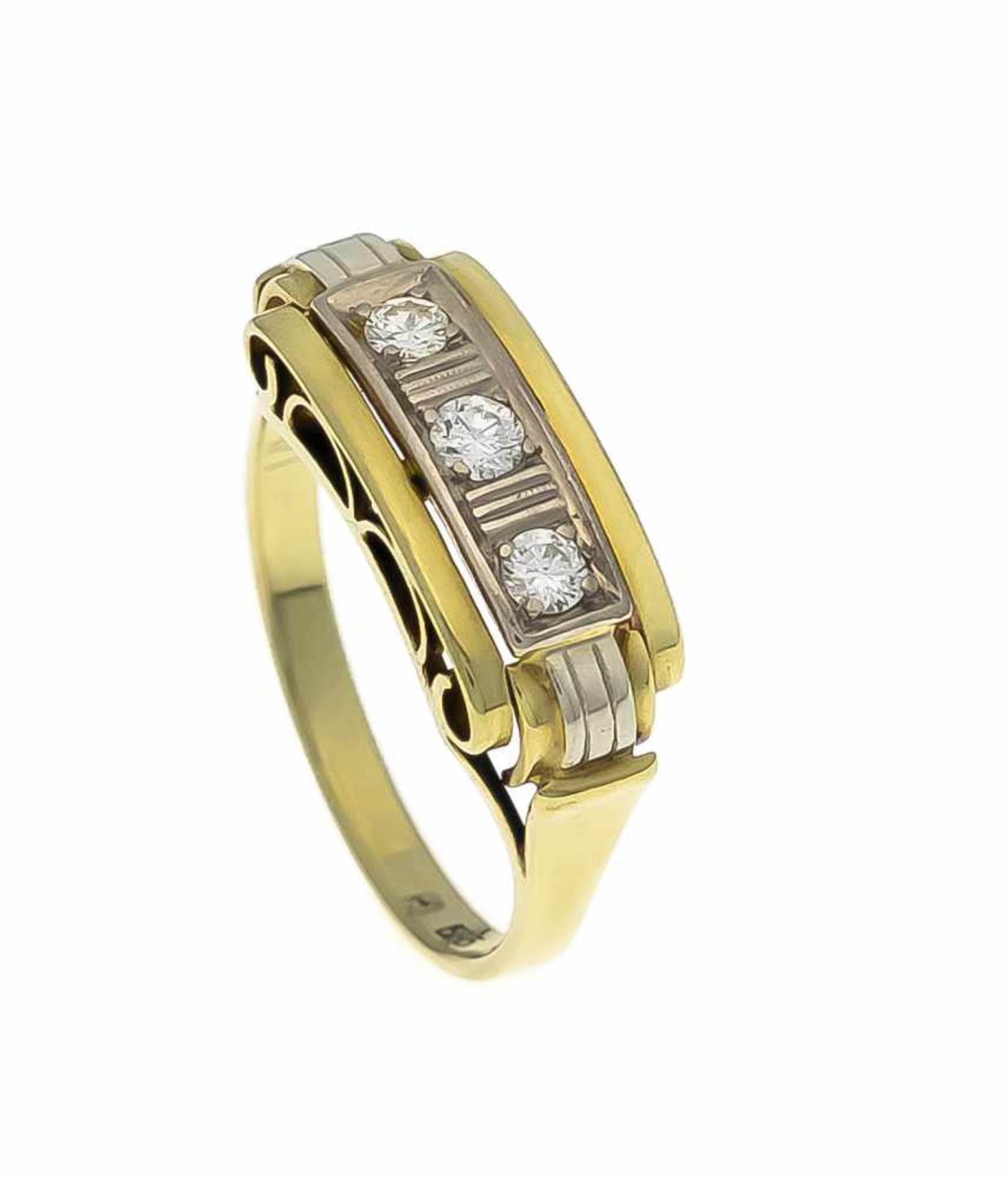 Brillant-Ring GG/WG 585/000 mit 3 Brillanten, zus. 0,22 ct W/SI, RG 55, 3,6 gBrilliant ring GG /