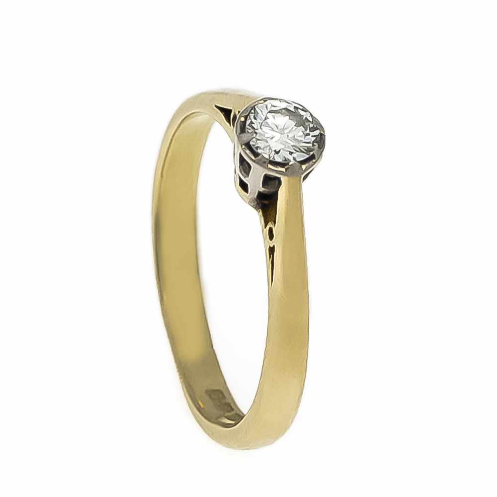 Brillant-Ring GG/WG 750/000 mit einem Brillanten, 0,15 ct W/SI, RG 44, Meisterpunze E.V.S.& Co., 1,7