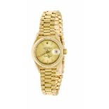 Rolex Datejust Damenuhr Ref. 69173, GG 750, mit Präsidentenband und verdeckter Schließe,Uhrwerk Kal.