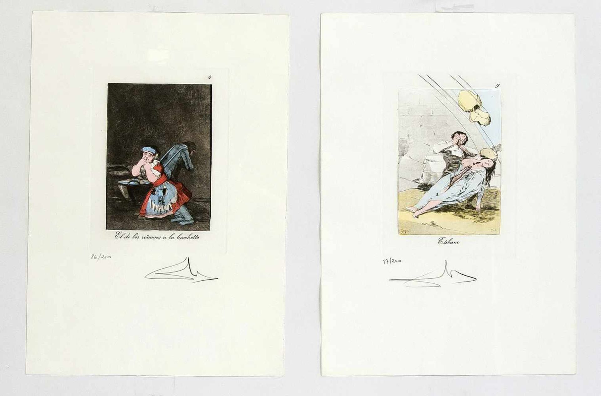 Salvador Dalí (1904-1989), zwei Blatt aus der Folge "Les Caprices de Goya", Heliogravurenmit