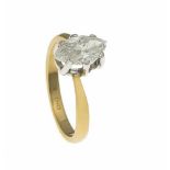 Diamant-Ring GG/WG 585/000 mit einem Diamant-Navette 1,55 ct Feines Weiß/P1, RG 55, 2,85g, mit