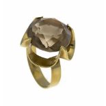 Rauchquarz-Ring GG 585/000 mit einem rund fac. Rauchquarz 16 mm, RG 58, 7,9 gSmoky quartz ring GG