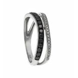Brillant-Ring WG 585/000 mit 26 Diamanten, zus. 0,08 ct l.get.W/SI und 15 schwarzenDiamanten, zus.