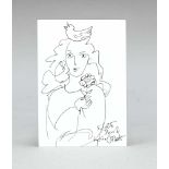 Lydia Corbett/Sylvette David, kleine Zeichnung auf Papier nach Picasso, signiert, aus demJahr