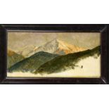 Franz Roubaud (attrib.) (1856-1928), Landschaftsstudie mit schneebedeckten Bergen,Öl/Lwd.,