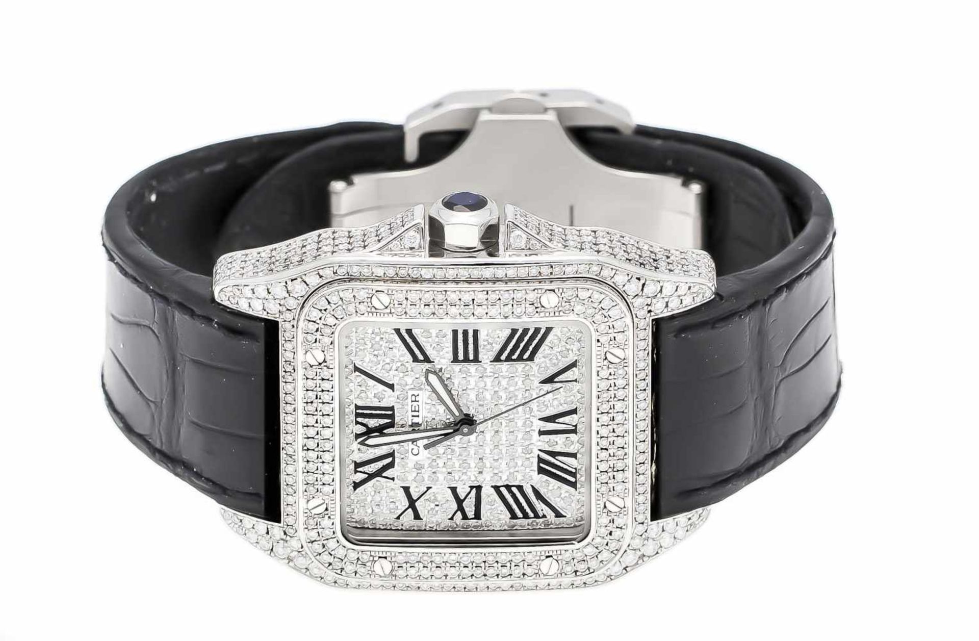 Cartier Herrenuhr Santos 100, Automatic, komplett einschließlich Schließe und Zifferblattmit - Image 2 of 3