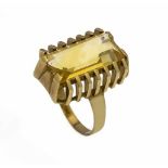 Citrin-Ring GG 585/000 mit einem rechteckig fac. Citrin 16 x 8 mm, RG 51, 5,2 gCitrine ring GG 585/