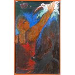 M. Tschaldymow, russischer Maler 2. H. 20. Jh., "Netzjäger", Öl auf Lwd. über Sperrholz,verso