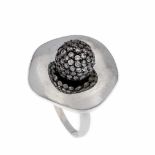 Designer-Ring Silber 925/000 mit fac. weißen Steinen, RG 57, 9,2 gDesigner ring silver 925/000