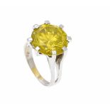 Brillant-Ring WG 750/000 mit einem Brillanten 12,30 ct FancyYellow/SI, Cut, Symmetrie,Polish