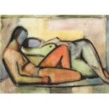 Eva Kohler (1898-1996), Berliner Malerin, zwei Aquarelle mit versch. Aktmotiven, Aquarellauf