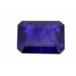 Saphir 10,20 ct, Smaragdschliff, opak, Maße 14,90 x 10,85 x 5,68 mmSapphire 10.20 ct, emerald cut,