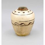 Cizhou-Vase/Vorratsgefäß mit creme-weißer Craquelé-Glasur, China, wohl Ming/Yuan-zeitlich.Korpus mit