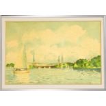 Hans Clausen (1896-1972), Blick von der Alster auf Hamburg, Aquarell auf Papier, u. re.sign.,