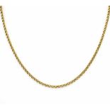 Erbsen-Halskette GG 585/000 mit Federring, D. 2,4 mm, L. 42 cm, 7,1 gPea necklace GG 585/000 with