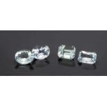 4 Aquamarine, zus. 9,26 ct, 2x oval und 2x rechteckig fac.4 aquamarines, total 9.26 ct, 2x oval