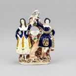 Figürlicher Taschenuhrenhalter, England (Staffordshire?), um 1900, Keramik, polychromstaffiert,