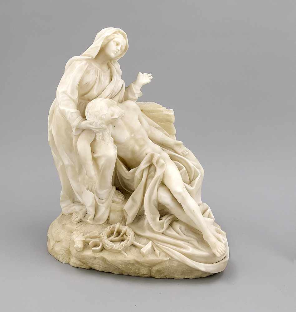 Bildhauer des 19. Jh., "Pietà", Alabastergruppe, vollplastisch gearbeitete Gruppe mit