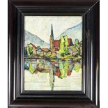 Deutscher Expressionist um 1910, Ansicht von Rottach-Egern am Tegernsee, expressiveDarstellung der