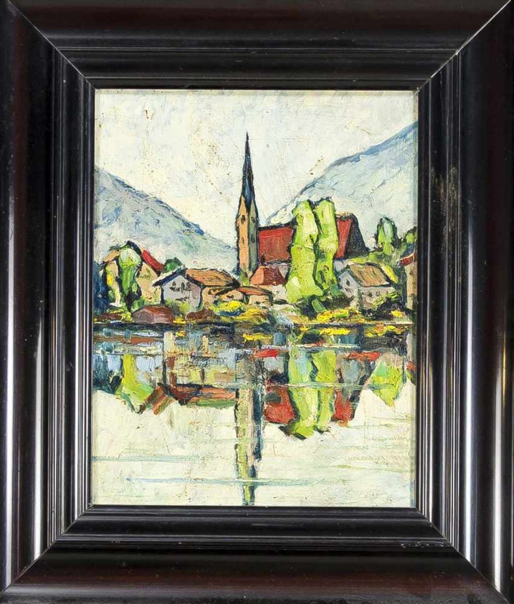 Deutscher Expressionist um 1910, Ansicht von Rottach-Egern am Tegernsee, expressiveDarstellung der