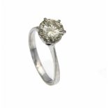 Brillant-Ring WG 750/000 mit einem Brillanten 1,46 ct getönt (N-O)/VVS-VS, RG 50, 2,41 g,mit