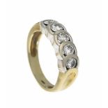 Brillant-Ring GG/WG 585/000 mit 5 Brillanten, zus. 1,10 ct Feines Weiß - Weiß (G-H)/VS, RG53, 6,20
