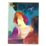 Gaston Ploquin (c.1882-1970), frz. Maler, zwei abstrahierte figürliche Kompositionen,Pastelle auf