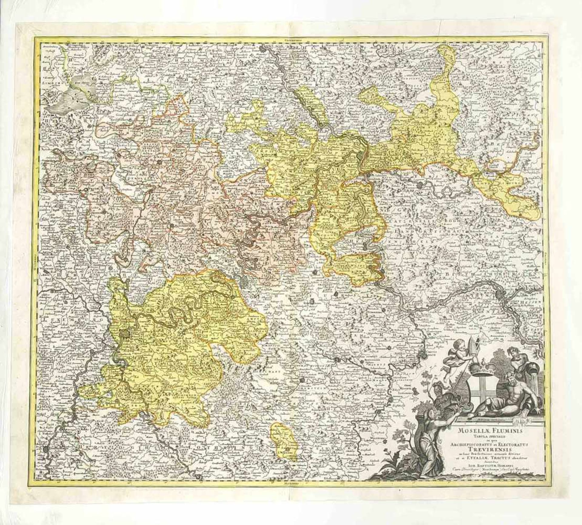 Zwei historische Landkarten von Brabant und dem Lauf der Mosel, teilkol. Kupferstiche ausNürnberg - Bild 2 aus 2