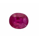 Rubin 1,54 ct, oval fac., intensives, leicht pinkstichiges Rot, Maße 6,80 x 5,68 x 4,58 mmRuby 1.