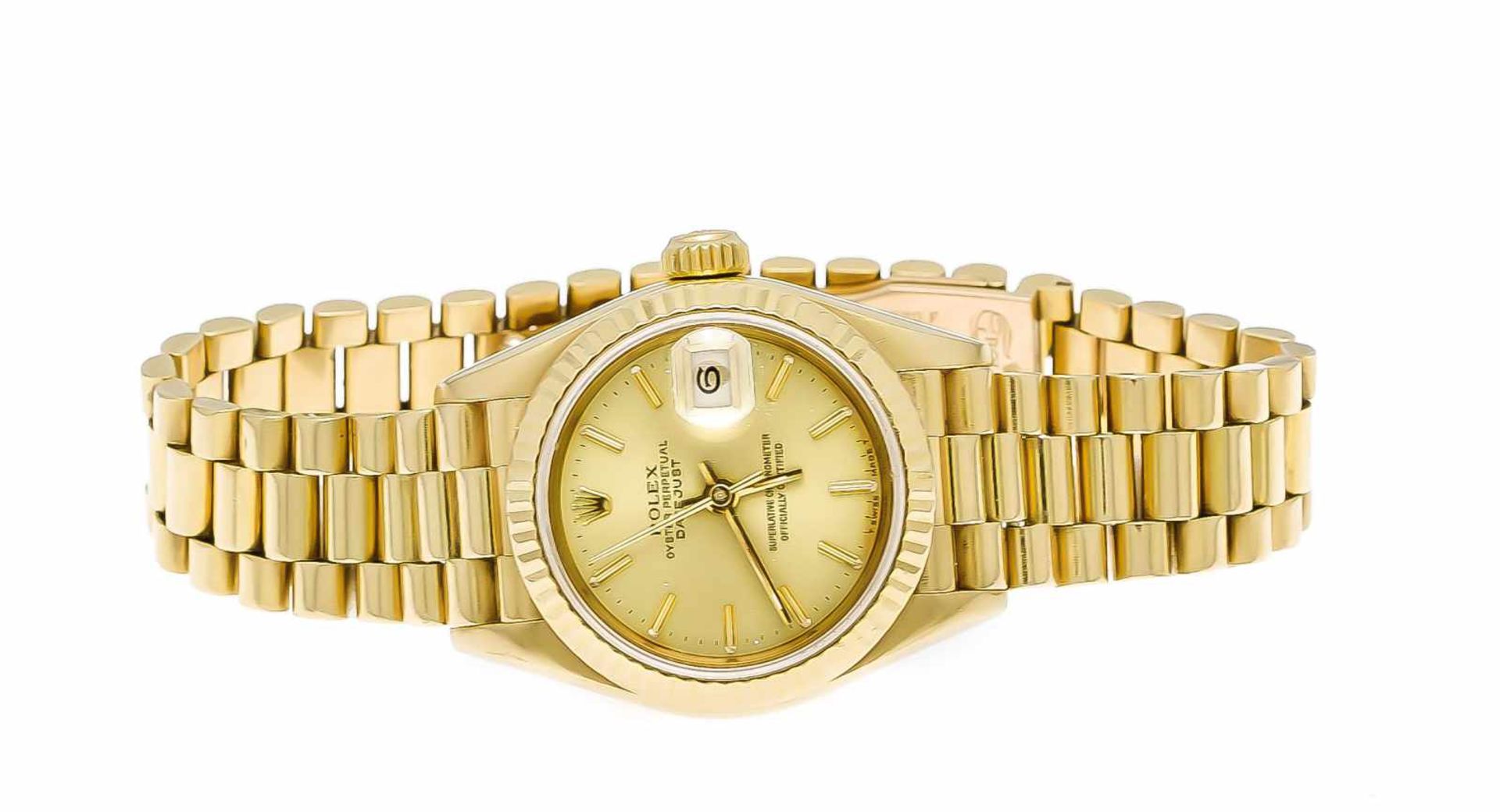 Rolex Datejust Damenuhr Ref. 69173, GG 750, mit Präsidentenband und verdeckter Schließe,Uhrwerk Kal. - Image 2 of 3