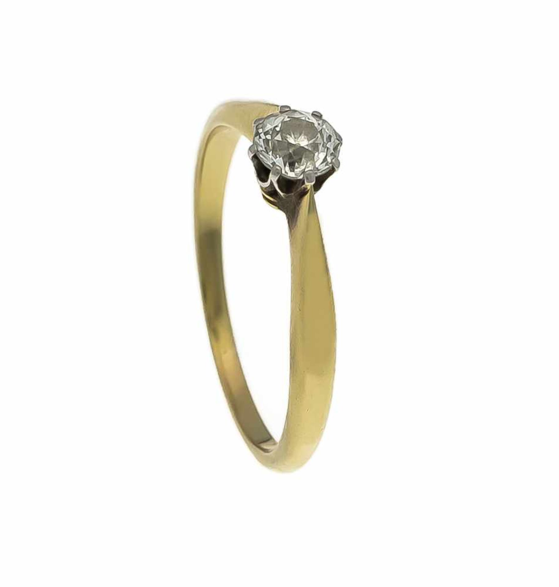 Altschliff-Diamant-Ring GG/WG 585/000 mit einem Altschliff-Diamanten 0,45 ct l.get.W/SI,RG 61, 3,0